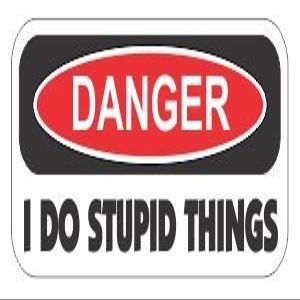 (3) Danger i do stupid things funny hard hat/helmet stickers