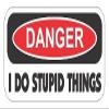 (3) Danger i do stupid things funny hard hat/helmet stickers view 1