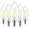 Ascher E12 LED Classic Candelabra Clear Light Bulb, 4W, Equivalent 40W, Warm White 2700K, Non-Dimmable, Filament Clear Glass, Pack of 5 view 1
