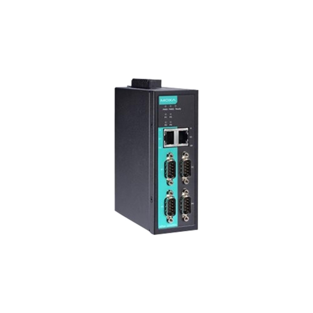 MOXA NPort IA5450A-T 4-Port RS-232/422/485 Industrial Automation Device Server with Serial/LAN/Power Surge Protection, Two 10/100BaseT(X) Ports with Single IP, -40 to 75C Operating Temp.