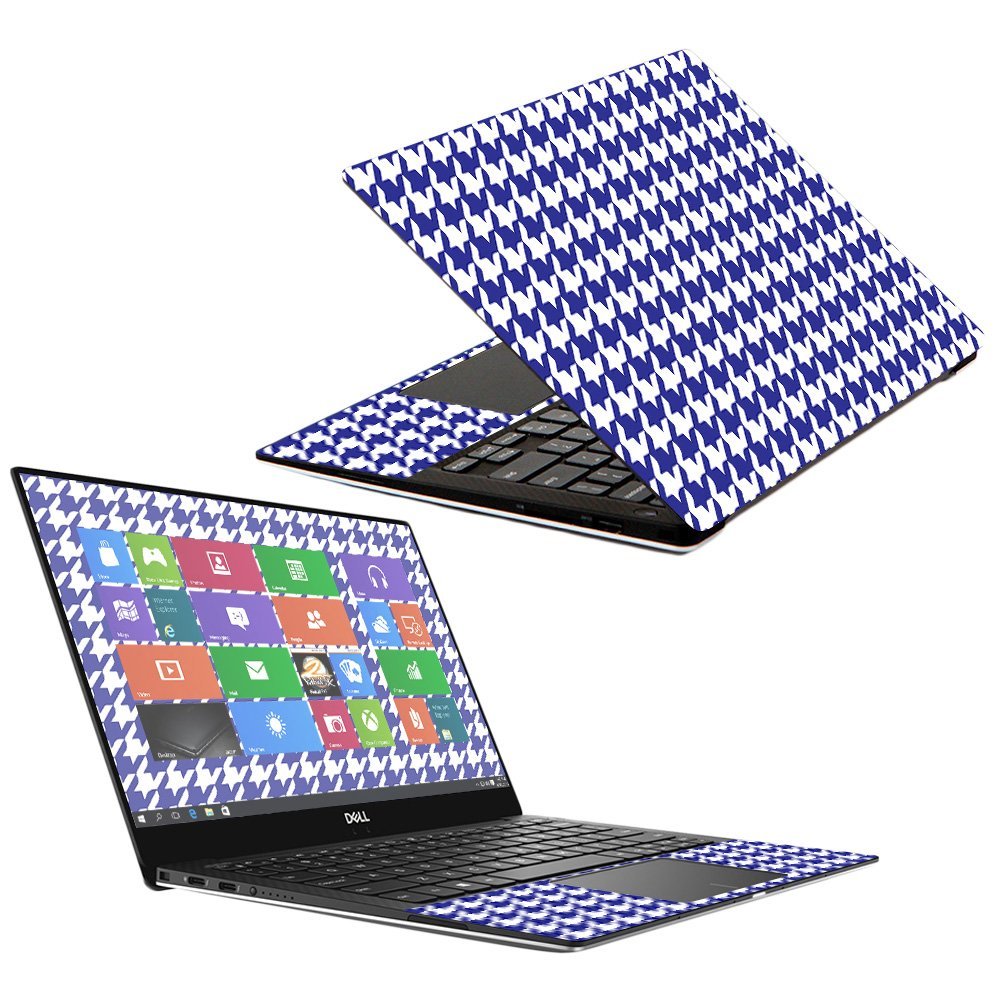 MightySkins Skin Compatible with Dell XPS 13" 9370 (2018) - Blue Houndstooth | Protective, Durable, and Unique Vinyl Decal wrap Cover | Easy to Apply, Remove, and Change Styles | Made in The USA