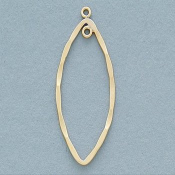 WireJewelry Gold Filled Chandelier Components Hammered Mq. Shape 30.5x14.3mm - Pack of 2