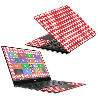 MightySkins Skin Compatible with Dell XPS 13" 9370 (2018) - Red Houndstooth | Protective, Durable, and Unique Vinyl Decal wrap Cover | Easy to Apply, Remove, and Change Styles | Made in The USA