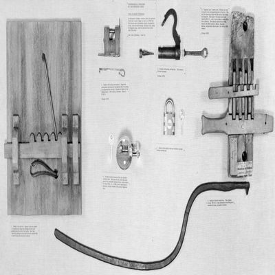 Egyptian And Greek Locks Nreplicas Of An Ancient Greek Lock Left And Of A Greek Temple Key Bottom Upper Right Is An Egyptian Type Wooden Lock For Scale Is A Modern Yale Padlock And Key (Center) Poster