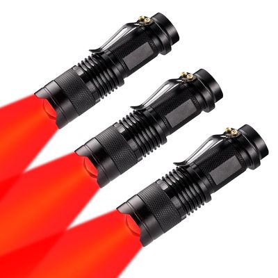 WAYLLSHINE 3 Pack Red LED Flashlight Single Mode Red Light Flashlight One Mode Zoomable Night Light Torch for Astronomy Aviation and Night Observation