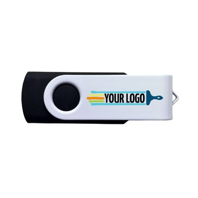 Custom Printed White Swivel USB Flash Drives QTY 50 (8GB, Black)