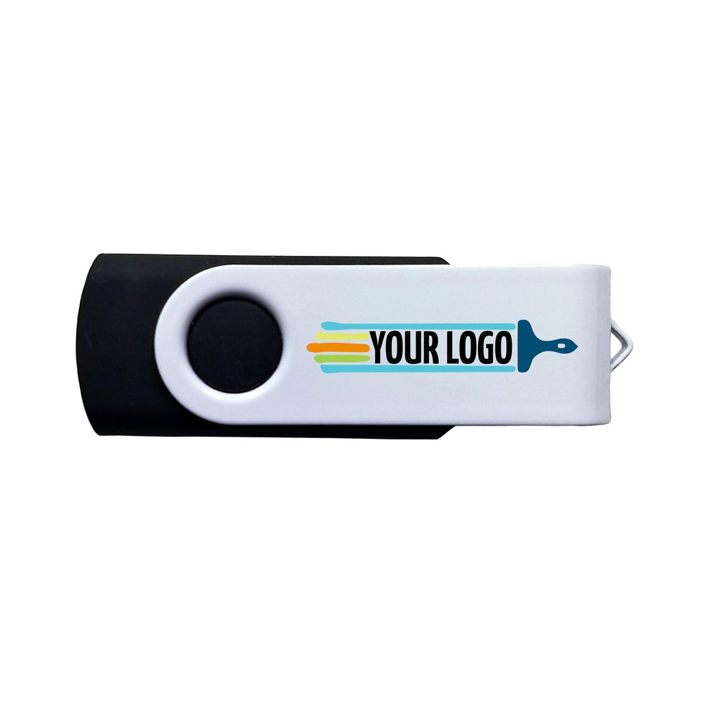 Custom Printed White Swivel USB Flash Drives QTY 50 (8GB, Black)
