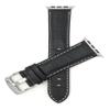 Bandini Replacement Watch Band for Apple Watch 42mm/44mm, Black, Mens' Alligator Style Leather, White Stitching, Stainless Steel Buckle, Fits Series 6, 5, 4, 3, 2, 1 view 1