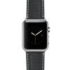 Bandini Replacement Watch Band for Apple Watch 42mm/44mm, Black, Mens' Alligator Style Leather, White Stitching, Stainless Steel Buckle, Fits Series 6, 5, 4, 3, 2, 1 view 2