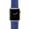 Bandini Replacement Watch Band for Apple Watch 42mm/44mm, Blue, Mens' Alligator Style Leather, White Stitching, Fits Series 6, 5, 4, 3, 2, 1 view 2
