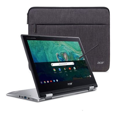 acer Chromebook Spin 11 Convertible Laptop, Intel Celeron N3350, 11.6" HD Touch Display, 4GB DDR4, 32GB eMMC, 802.11ac WiFi, Wacom EMR Pen, Sleeve, CP311-1HN-C2DV, Silver