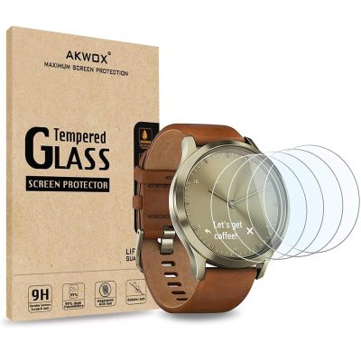 AKWOX [4-pack] Tempered Glass Screen Protector for Garmin Vivomove HR, [0.3mm 2.5D High Definition 9H] Premium Clear Screen Protector for Garmin Vivomove HR