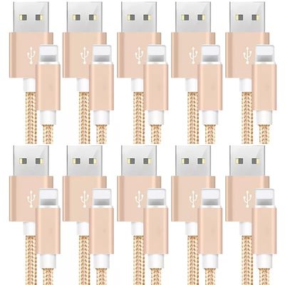 10pcs 20cm Nylon Compatible with for Apple iPhone 5 6 7 8 Plus X XS 11 Max XR SE iPad Pro Mini Air iPod Data sync Charger Cable Cord