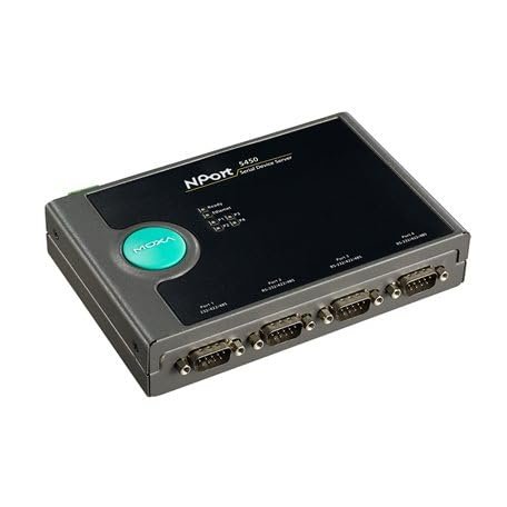 MOXA NPort 5450-T 4-Port RS-232/422/485 Ethernet Serial Device Server, -40 to 75C op Temp, Moxa 4-Port RS-232/422/485 to Ethernet 10/100 Device Server w/LCD Display