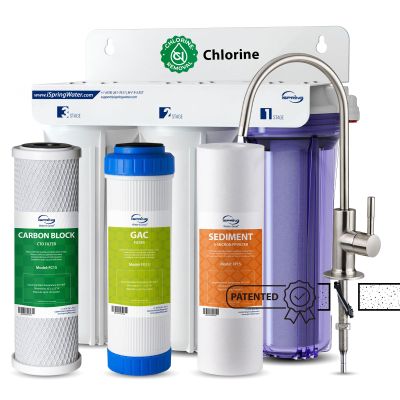 iSpring US31 3-Stage Under Sink Water Filter System with Faucet, 1 Year