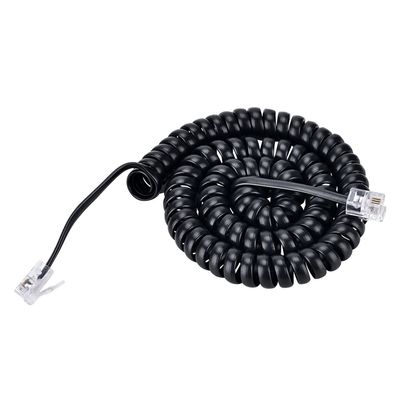 Pasow Telephone Handset Coil Cord Phone Reciever RJ9 Coiled Cable,Coiled Length 0.8 to 6 feet Uncoiled (Black)