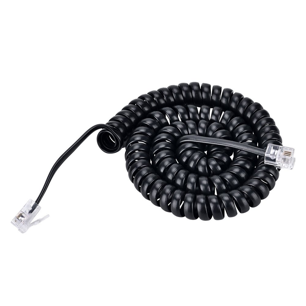 Pasow Telephone Handset Coil Cord Phone Reciever RJ9 Coiled Cable,Coiled Length 0.8 to 6 feet Uncoiled (Black)