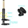 Foldable Phone Tablet Stand, Flexible Universal 360 Rotating Clip Holder, Bed Desk Lazy iPad Clamp Mount, Adjustable Long Arm Metal Bracket for Samsung Android iPhone 4-14" Device (1 arm, Balck Gold) view 2