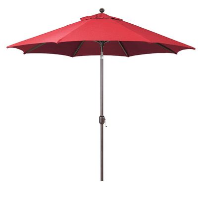 9-Foot Galtech (Model 737) Deluxe Auto-Tilt Umbrella with Antique Bronze Frame and Sunbrella Fabric Jockey Red (Includes Extended Frame Warrantee)