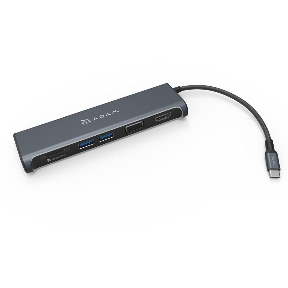 Adam Elements USB Type-C 2 Port Hub VGA to HDMI Adapter AAPADHUBA03GY-1
