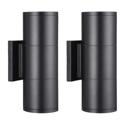 LEONLITE Update Integrated LED Cylinder Up Down Wall Light Outdoor, 120-277V Dimmable Aluminum Waterproof High-end Wall Sconce in 2 Lights, ETL Exterior Front Door Porch Light, 3000K, Pack of 2