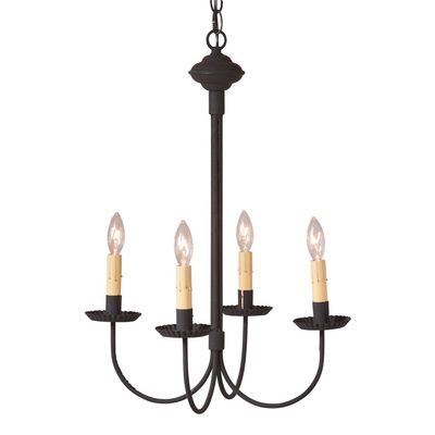Irvin's Country Tinware 4-Arm Grandview Chandelier with Ecru Sleeves