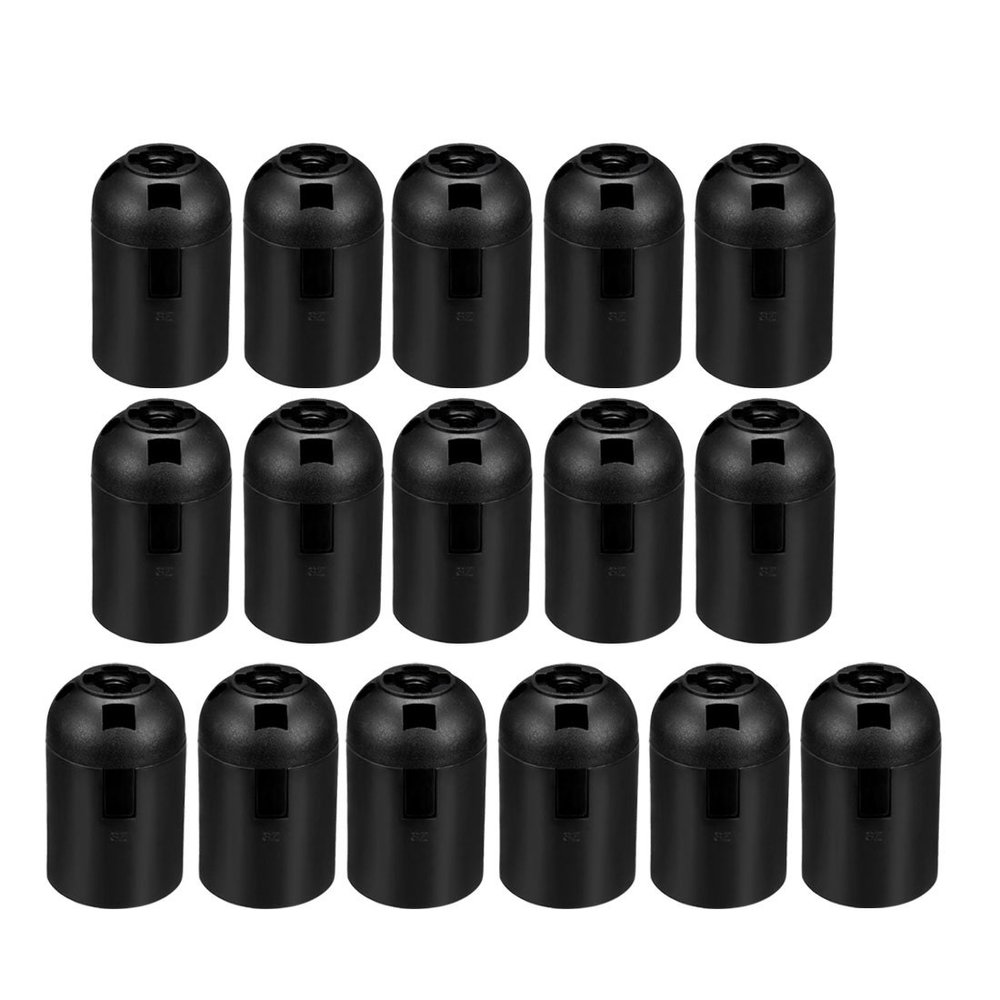 uxcell Pack of 16 Lamp Socket 0-250V E27 58x37mm Light Holder Plastic Black