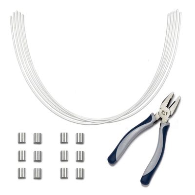 TetherTies Cable Organization, DIY Tether Kit - Customizable Cable Tethers for Computers, Adapters & Dongles - Easy Self Installation Tether Cables with Free Crimping Tool (White 5 Pk, 12 inch)