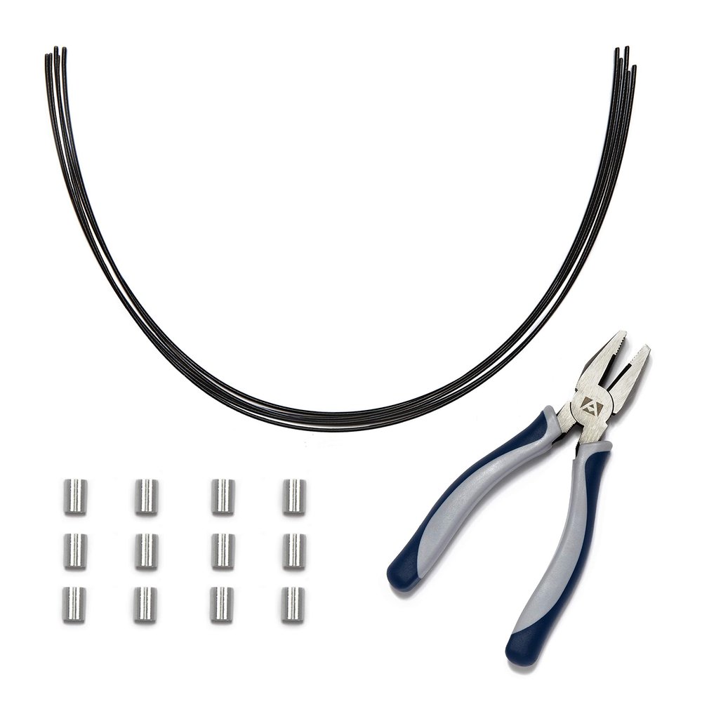 TetherTies Cable Organization, DIY Tether Kit - Customizable Cable Tethers for Computers, Adapters & Dongles - Easy Self Installation Tether Cables with Free Crimping Tool (Black 10 Pk, 12 inch)