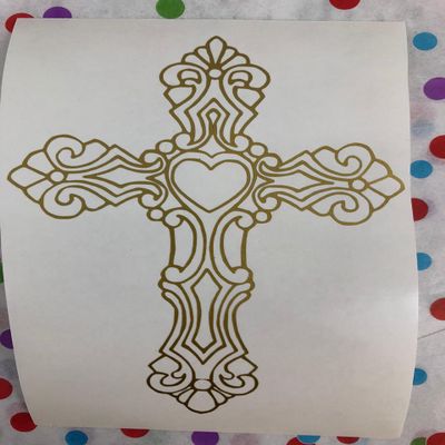 Celtic Cross, Heart, Gold, Vinyl Decal, New, Gift