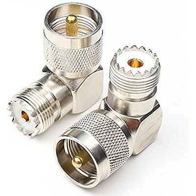 High Value 90 Degree UHF Male PL-259 Plug to UHF Female SO-239 Socket Jack Connector Right Angle Adapter Connector RF Coaxial Coax Connector Adapter VC532 P0.05 2QTYs Ships from USA