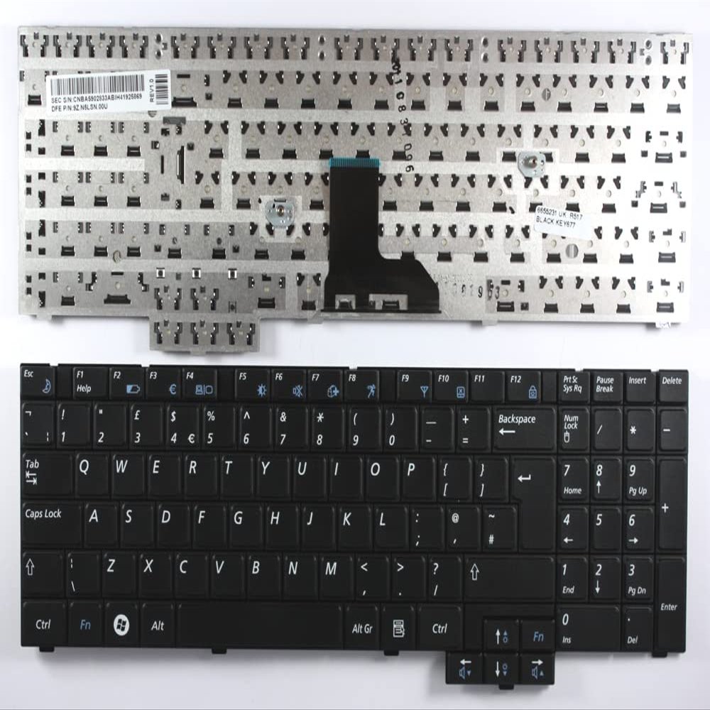 Keyboards4Laptops UK Layout Black Replacement Laptop Keyboard Compatible with Samsung R618