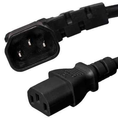 IronBox Electric NEMA C14 to C13 Power Cord Rated for 10A, 250V Male-to-Female Type B Plug & Durable 18/3 AWG Cable Ideal for Generator, Data Centers & Power Equipment, (Left Angled, 10 Feet)