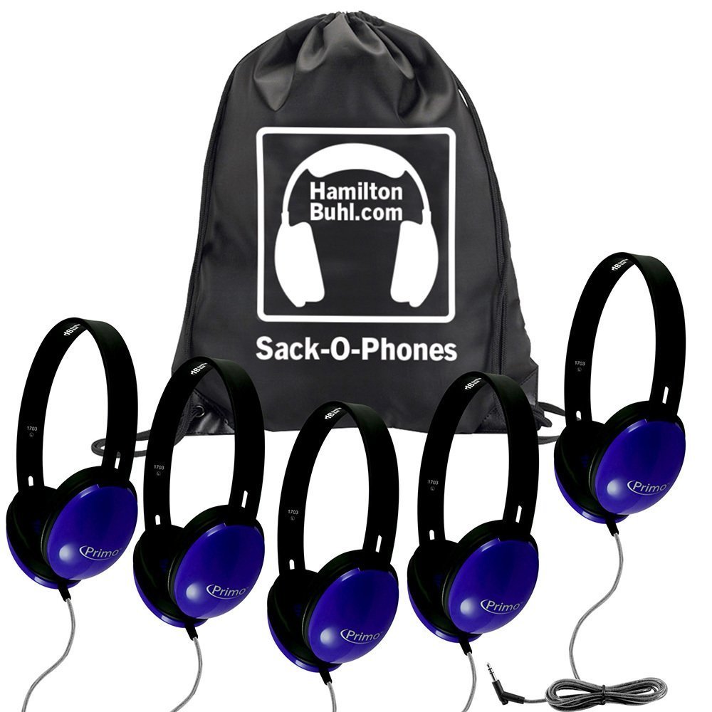 HamiltonBuhl Sack-O-Phones, 5 Blue Primo Headphones