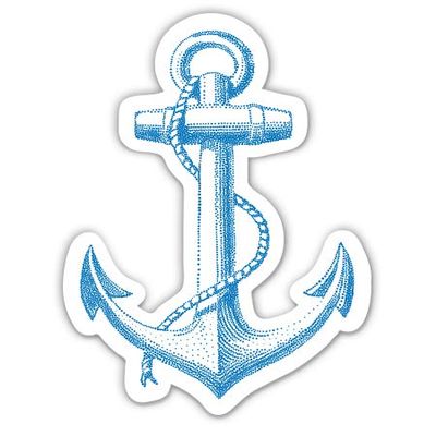 Anchor Blue Nautical - 3" Vinyl Sticker - for Car Laptop I-Pad Phone Helmet Hard Hat - Waterproof Decal
