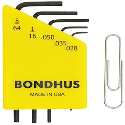 Set 5 Hex L-Wrenches (.028-5/64") - Short