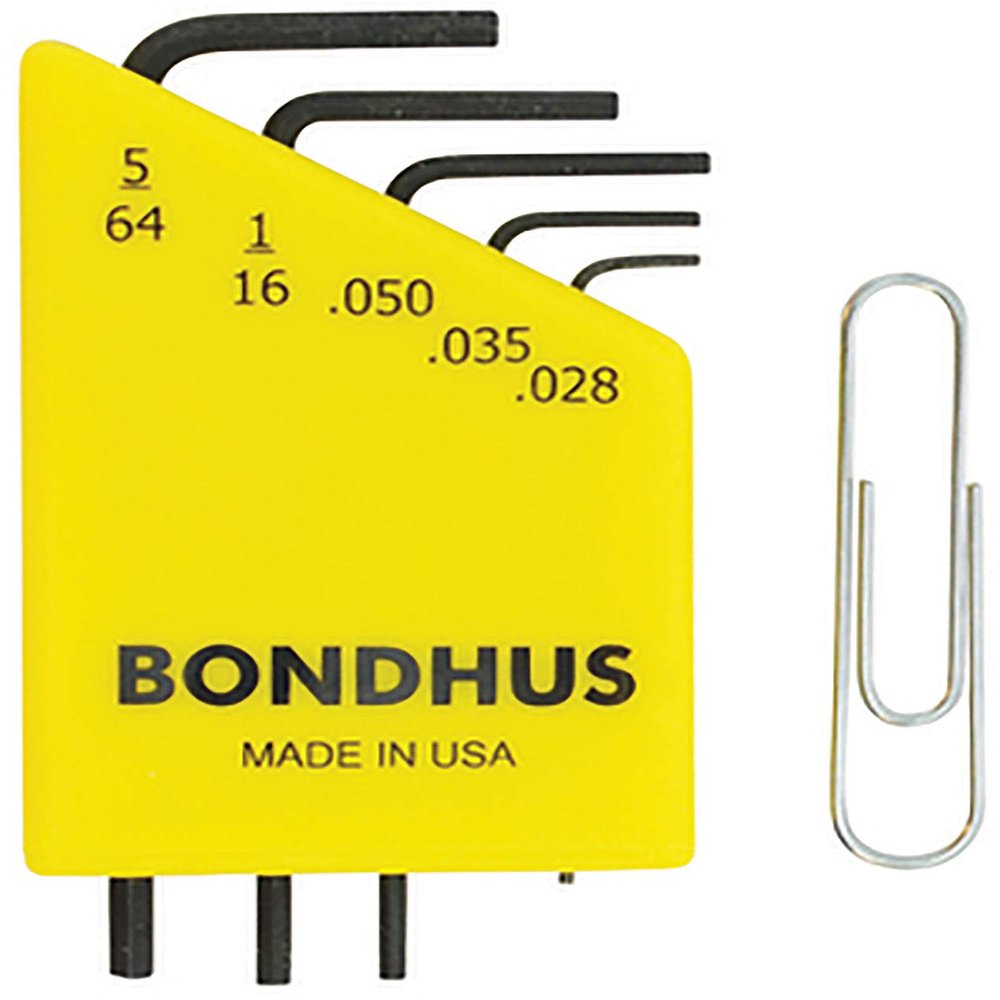 Set 5 Hex L-Wrenches (.028-5/64") - Short