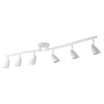 Globe Electric 59353 Grayson 6-Light Adjustable S-Shape Track Lighting, White Color, Matte Finish, 8.66", Bulbs Not Included