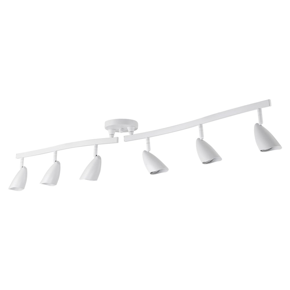 Globe Electric 59353 Grayson 6-Light Adjustable S-Shape Track Lighting, White Color, Matte Finish, 8.66", Bulbs Not Included
