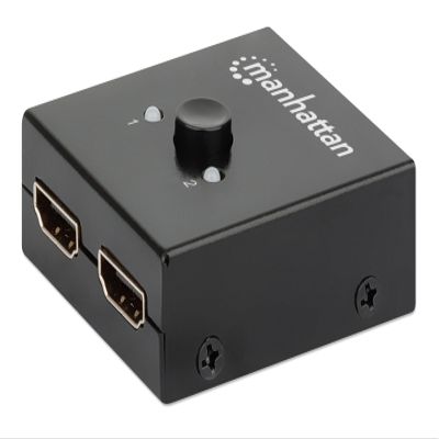 MANHATTAN Products 4K BI-Directional 2-Port HDMI Splitter/Switch, 4K@30Hz, Manual Selection, Passive (No Power Required), Black