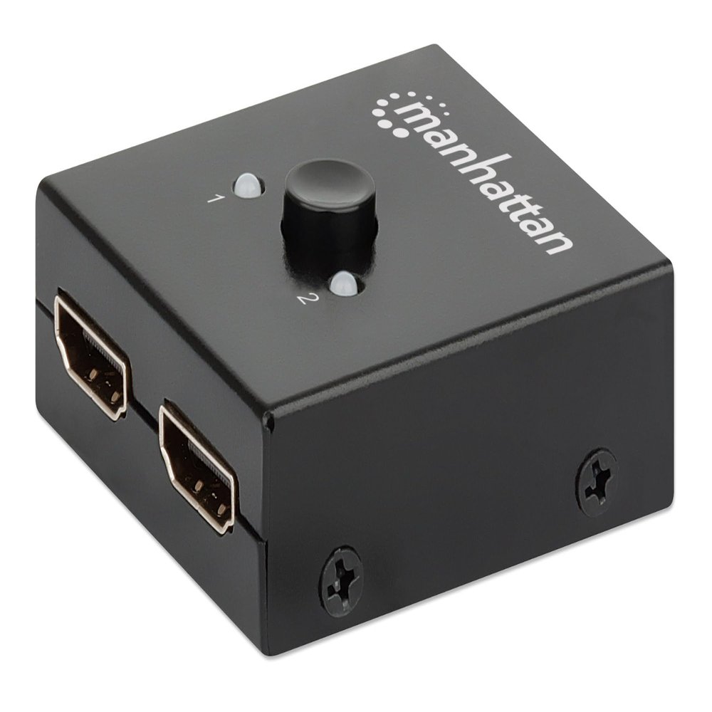 MANHATTAN Products 4K BI-Directional 2-Port HDMI Splitter/Switch, 4K@30Hz, Manual Selection, Passive (No Power Required), Black