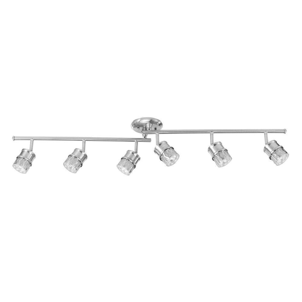 Globe Electric 59355 Kearney 6-Light Foldable Track Lighting, Brushed Nickel Finish, White Glass Shades