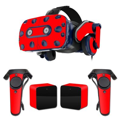 MightySkins Skin Compatible with HTC Vive Pro VR Headset - Solid Red | Protective, Durable, and Unique Vinyl Decal wrap Cover | Easy to Apply, Remove, and Change Styles | Made in The USA