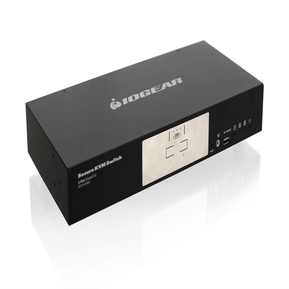 IOGEAR 2-Port DisplayPort Secure KVM Desktop Switch 4K UHD - USB Smart Card - CAC Biometrics Support - One Console Controls 2 Secure Computers (TAA) - GCS1412TAA3