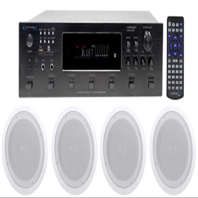 Technical Pro H12X500UBT 6000w 6-Zone 12-Speaker Bluetooth Home Theater Receiver Receiver Bundle with Pair Rockville HC85 8" Inch 700 Watt in-Ceiling Home Theater Speakers 8 Ohm
