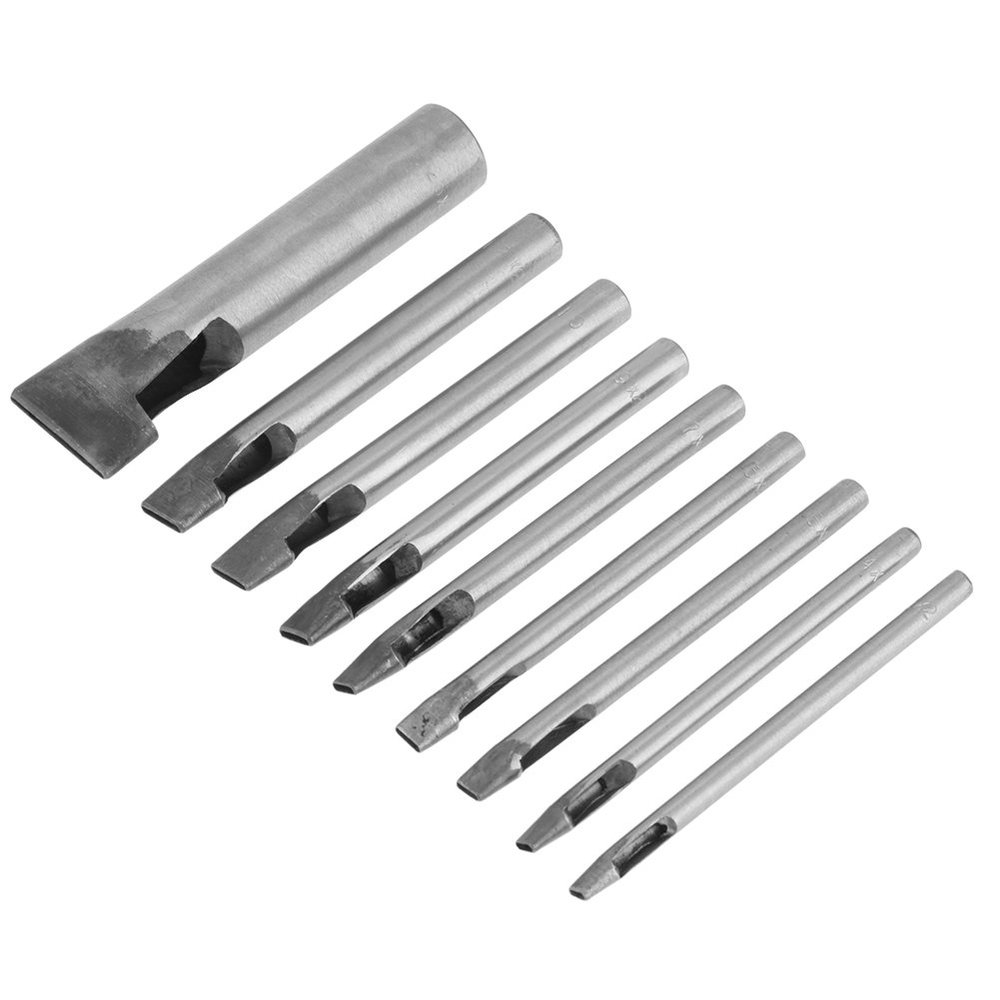 2mm Oval Shape Hole Punch,9pcs Leather Oval Shape Hole Punch Kit Cutter Hollow DIY Tool High Carbon Steel Total Length105mm for Belt Watch Band Leather Working