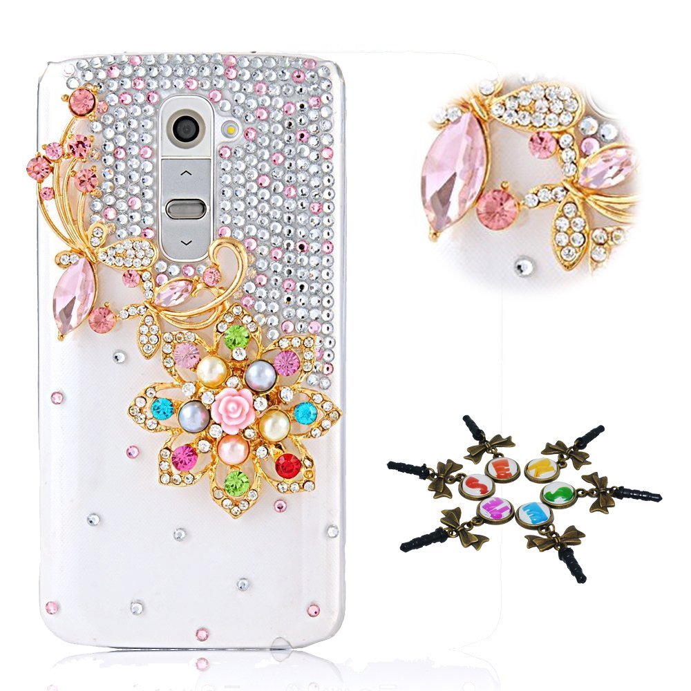 STENES Bling Case Compatible with LG K30 Case - 3D Handmade Butterfly Flowers Protective Case Compatible with LG K30 / LG K10 2018 / LG Premier Pro - Colorful