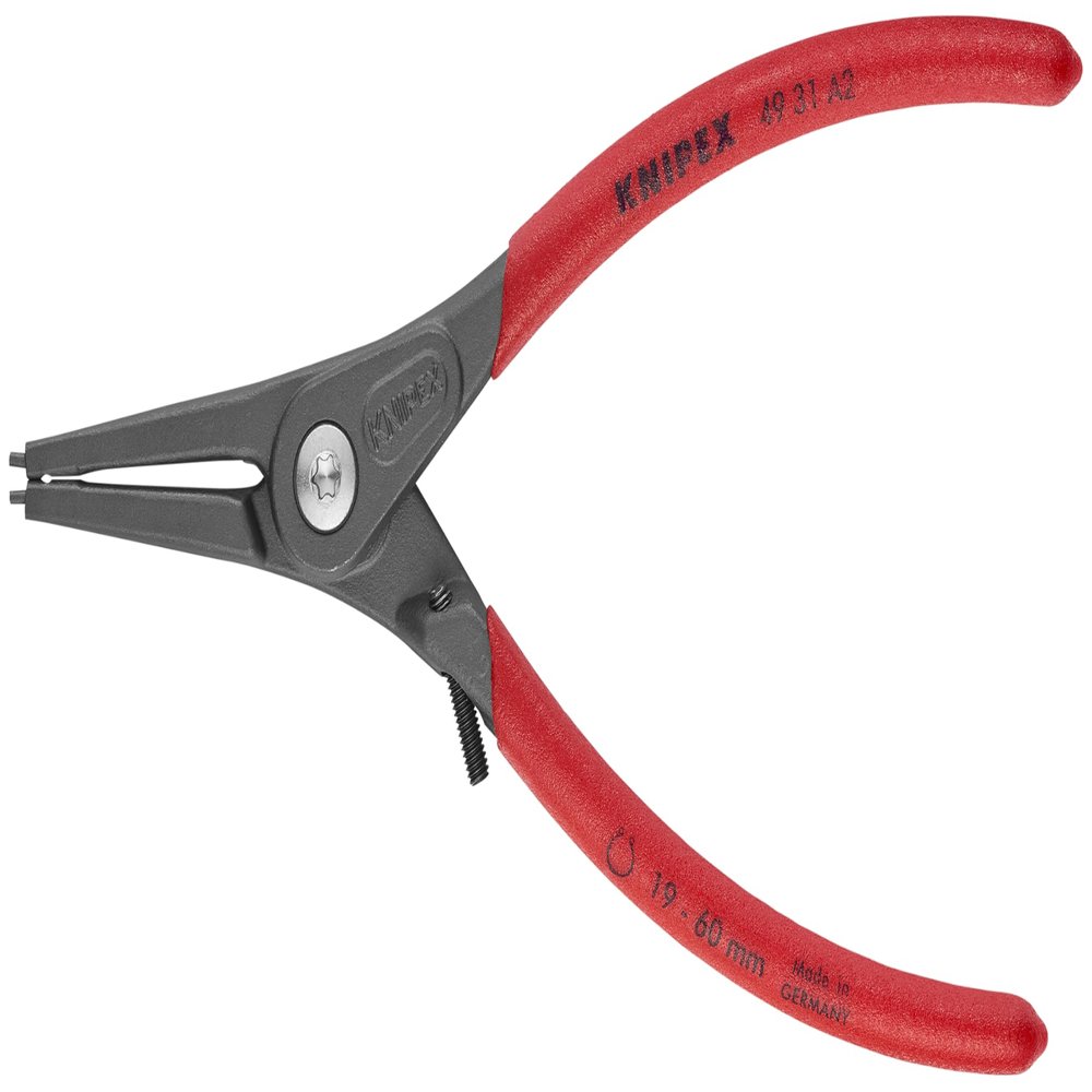 KNIPEX Tools 49 31 A2 Precision Circlip Snap-Ring Pliers with Limiter, External Straight