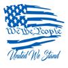 ABlu We The People United We Stand - Tattered American Flag Decal Vinyl Sticker Graphics|UR Impressions|Car Truck SUV Van Wall Window Laptop|Azure Blue|7.5 X 5.1 Inch|URI490-AB view 1