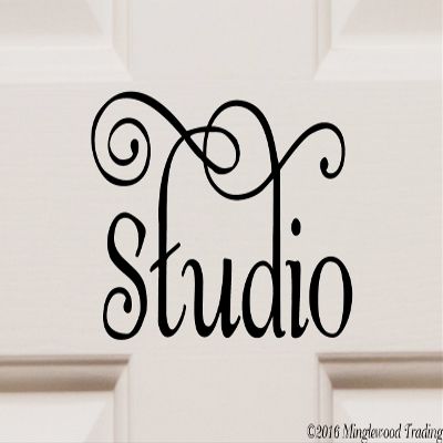 Studio 6.5" x 3.5" Vinyl Decal Sticker - Door Sign - 20 Color Options - White